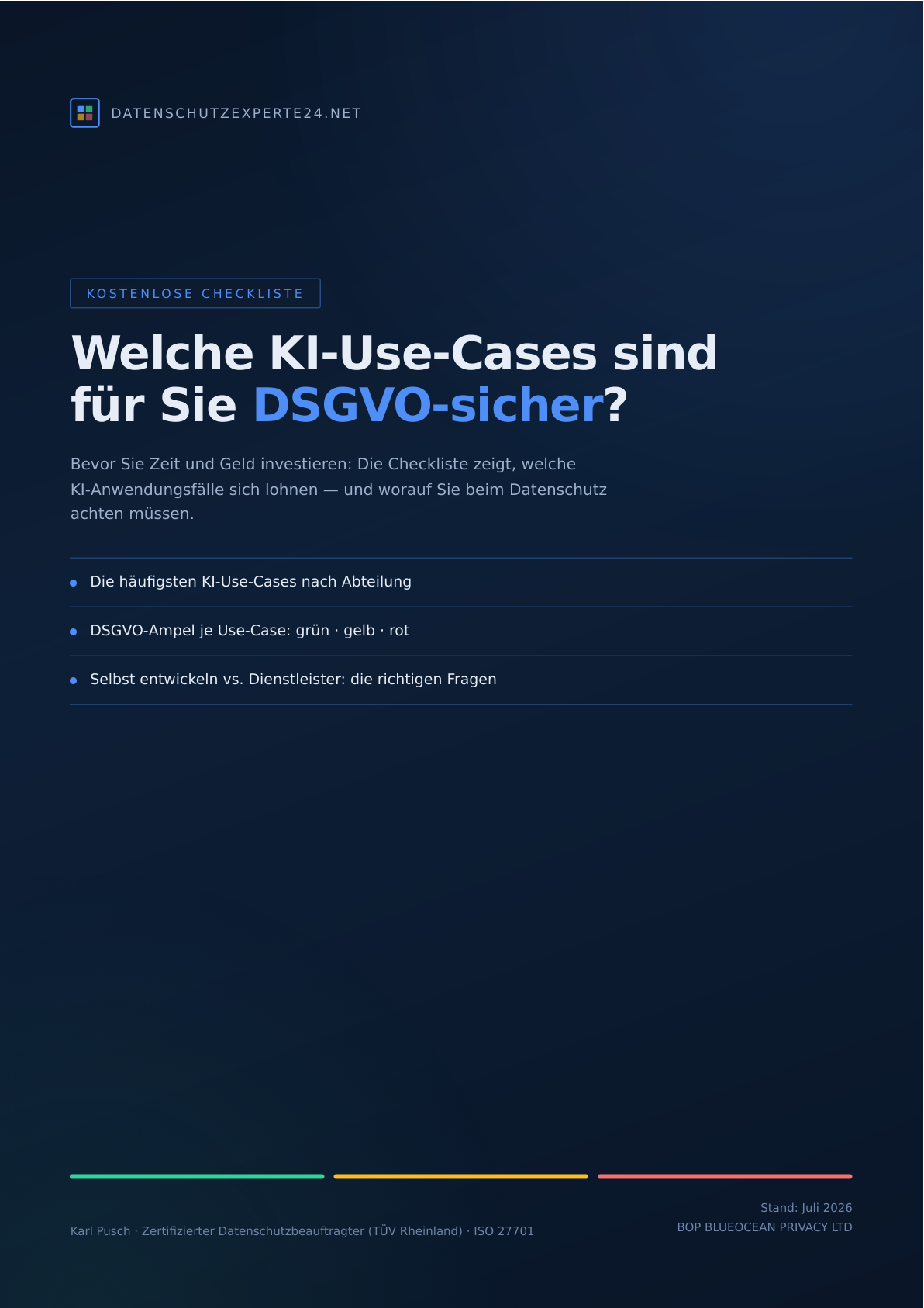 Vorschau der Titelseite: Checkliste ‚Welche KI-Use-Cases sind für Sie DSGVO-sicher?‘