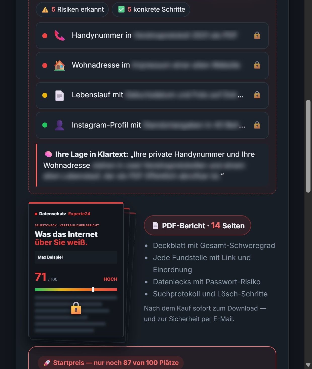 Selbstcheck-Bericht mit Einordnung in Klartext