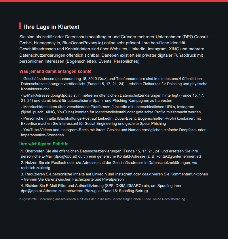 PDF-Bericht mit konkreten Handlungsschritten