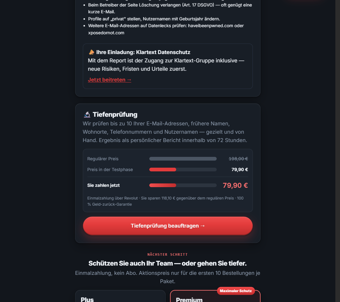 Tiefenprüfung für weitere Adressen und Konten